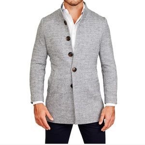 State and Liberty Grey Open Button Overcoat